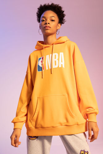 Oversize Fit Long Sleeve NBA Printed Hoodie