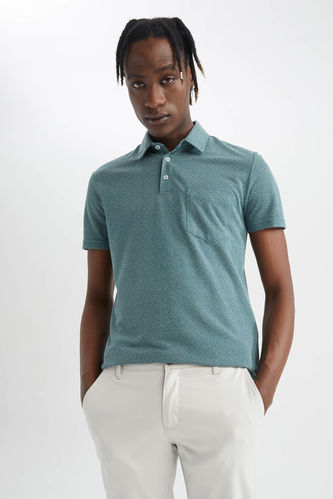 Modern Fit Polo Neck One Pocket Short Sleeve T-Shirt