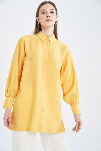Yellow Woman Relax Fit Long Sleeve Tunic 2431974 | DeFacto