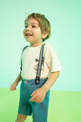 T-shirt en coton à manches courtes coupe régulière sous licence Snoopy pour bébé garçon
