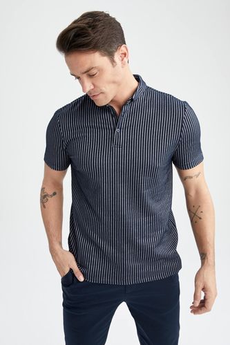 Navy MAN Modern Fit Polo Neck Striped Short Sleeve T-Shirt 2733413 ...