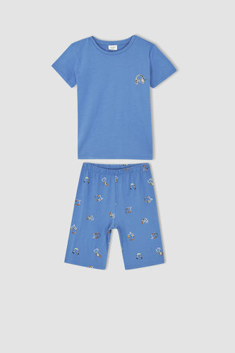 Boy Patterned Short Sleeve Cotton Pajamas Set