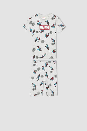 Boy Regular Fit Short Sleeve Marvel Printed Pyjama Set
