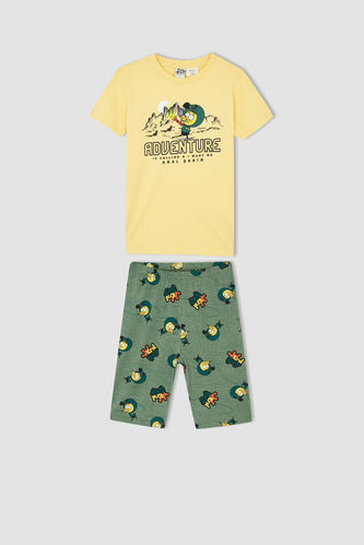 Erkek Çocuk Kral Şakir Kısa Kollu Pamuklu Kapri Pijama Takım