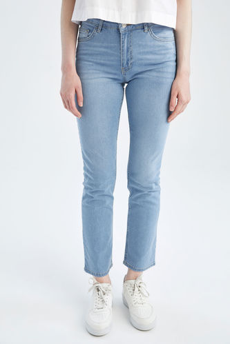 Carmela Straight Fit Normal Bel Boru Paça Jean %100 Pamuk Pantolon