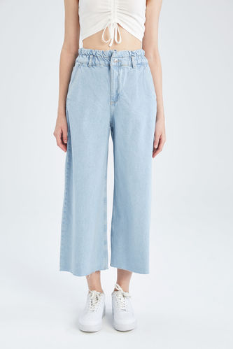 Culotte Fit Yüksek Bel Jean %100 Pamuk Pantolon