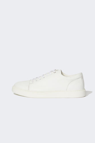Faux Leather Lace Up Trainers