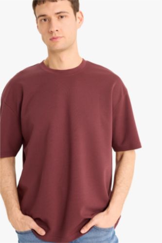MAN Dark Bordeaux Oversize Fit Crew Neck Short Sleeve T-Shirt