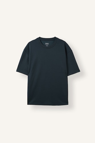 Erkek Koyu Yeşil Pamuklu Oversize Basic Tişört
