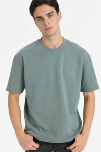 Erkek Yeşil Nefes Alabilen Oversize Tişört