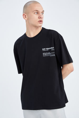 Coool Oversize Fit Crew Neck Printed Cotton Combed T-Shirt