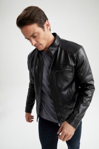 Turtleneck and leather jacket clearance mens