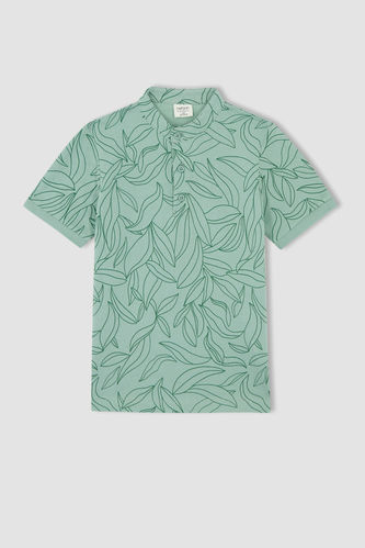 Boy Regular Fit Short Sleeve Leaf Print T-Shirt