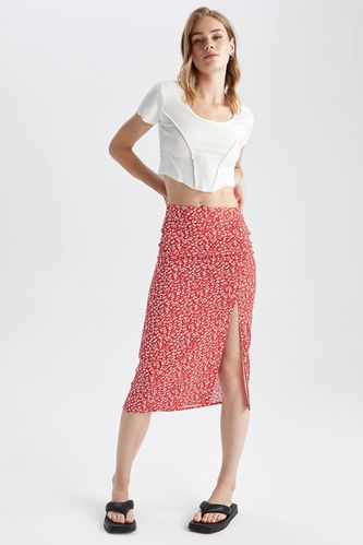 Regular Fit Printed Midi Skirt