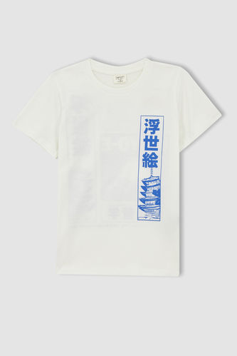 Boy Regular Fit Short Sleeve Japaneese Print T-Shirt