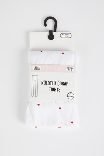 Kız Çocuk Kalp Desenli Muz Külotlu Çorap