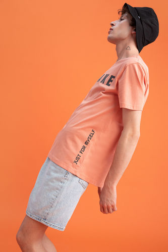 Regular Fit Short Sleeve Slogan Print T-Shirt