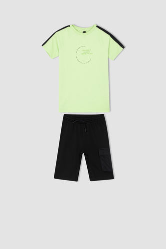 Boys Printed Short Sleeve T-Shirt Bermuda Shorts Set