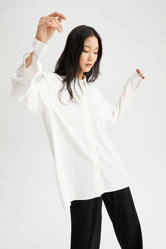 Traditional Relax Fit Buttoned Long Sleeve Shirt Tunic