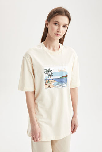 Relax Fit T-Shirt mit Print aus Baumwolle