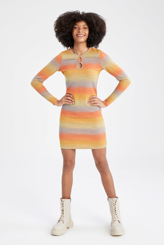 Short Sleeve Colour Block Mini Dress
