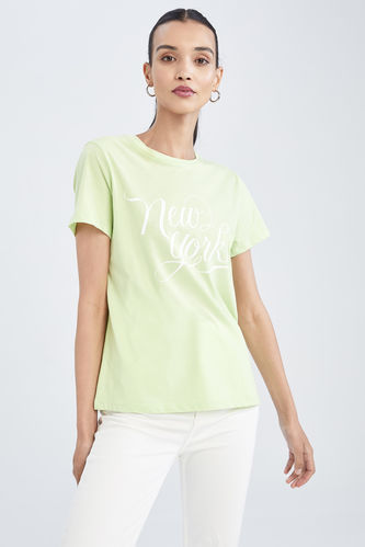Regular Fit Short Sleeve Minimal Slogan Print T-Shirt