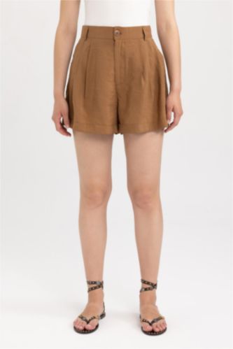 Brown Woman Regular Fit modal Normal Waist Shorts 2837796 | DeFacto
