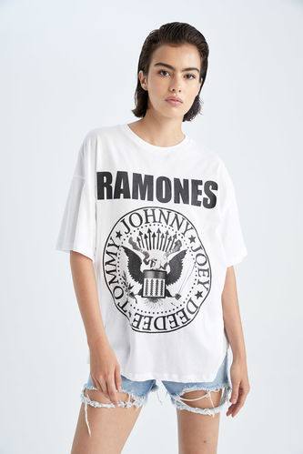 Ramones Oversize Fit Bisiklet Yaka Kısa Kollu %100 Pamuk Tişört