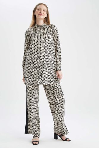 Regular Fit Patterned Viscose Trousers