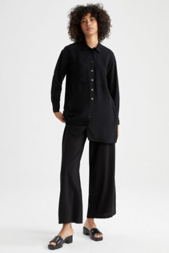 COS Women's Black Relaxed Cotton Linen Trousers Joggers Pants size US 2
