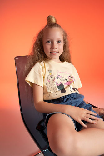 Kız Çocuk Regular Fit Hayvan Baskılı Kısa Kollu Tişört