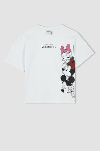 Kız Çocuk Disney Mickey & Minnie Lisanslı Regular Fit Kısa Kollu Tişört