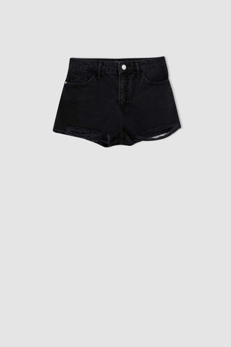 Girls Black Denim Shorts & Capris Pack Of 1