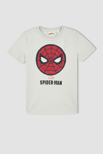 Erkek Çocuk Spiderman Lisanslı Regular Fit Bisiklet Yaka Kısa Kollu Tişört