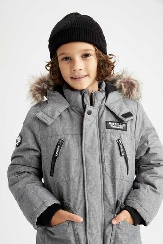 Boy Hooded Plush Lining Jacket