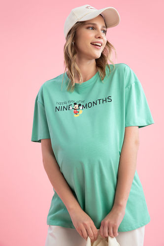 Regular Fit Short Sleeve Mickey And Minnie Print Maternity T-Shirt
