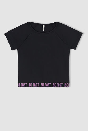 Girl Regular Fit Short Sleeve Slogan Print T-Shirt