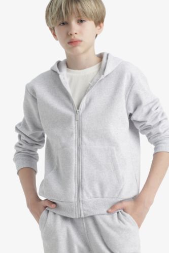 Erkek Çocuk Kapüşonlu Fermuarlı Sweatshirt