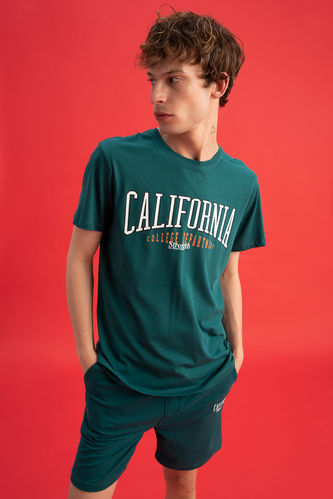 Slim Fit Short Sleeve California Print T-Shirt