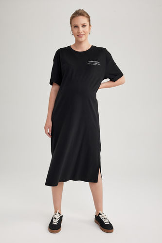 Regular Fit Short Sleeve Side Split Maxi Maternity Dress