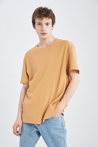 T-shirt en coton peigné coupe régulière à col rond