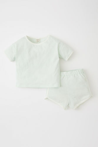 Baby Girl Basic Short Sleeve T-Shirt Shorts 2-Pack Set