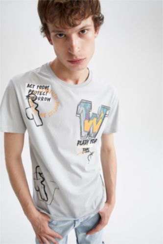 MAN Light Grey Regular Fit Short Sleeve T-Shirt