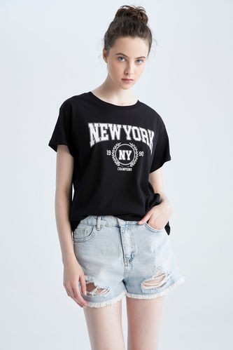 Regular Fit Short Sleeve New York Print T-Shirt