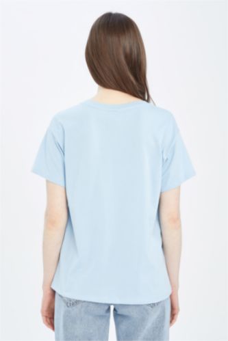 Blue Woman Regular Fit Crew Neck Short Sleeve T-Shirt 2486338  