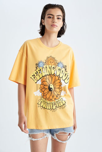 Loose Fit T-Shirt mit Print aus Baumwolle