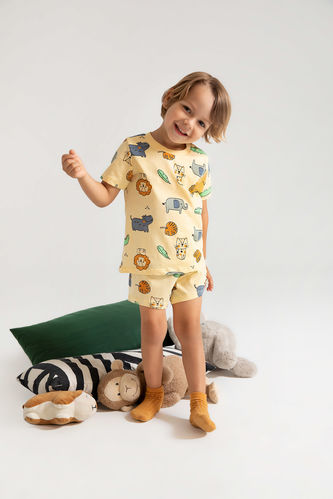 Erkek Bebek Desenli Kısa Kollu Pijama Takım