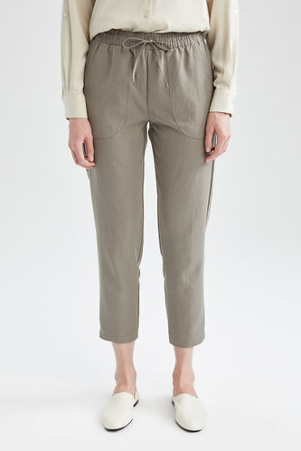 Pantalon en Tencel coupe standard à taille flexible et longueur cheville