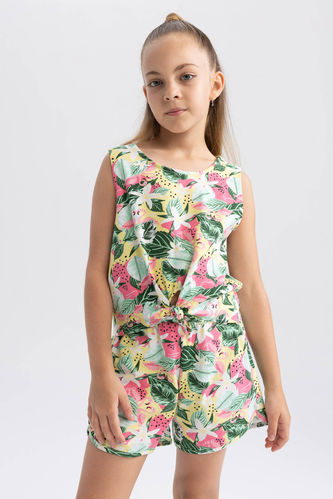 Girl Regular Fit Floral Print Mini Shorts