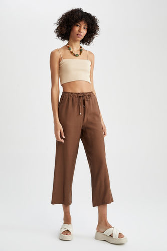 Traditional Wide Leg Linen Look Trousers
